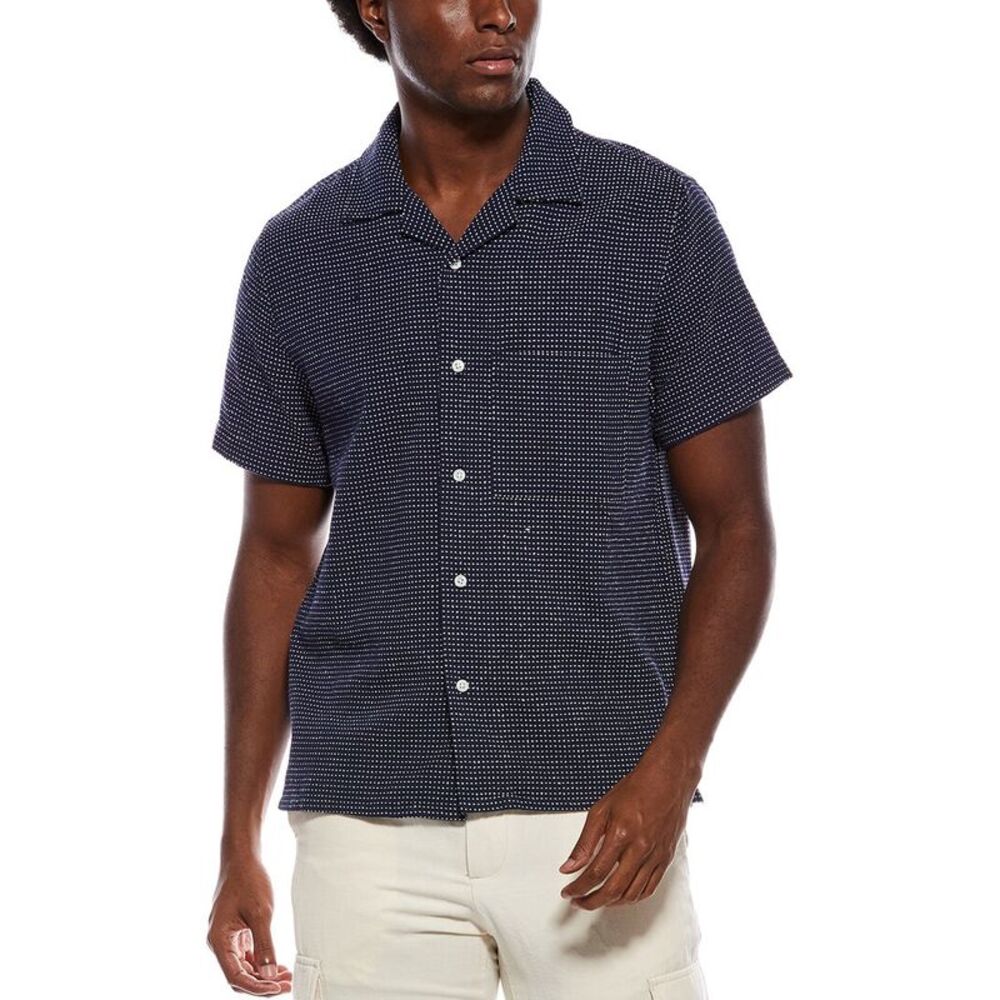 Slate & Stone Mens  Camp Collar Shirt, Navy